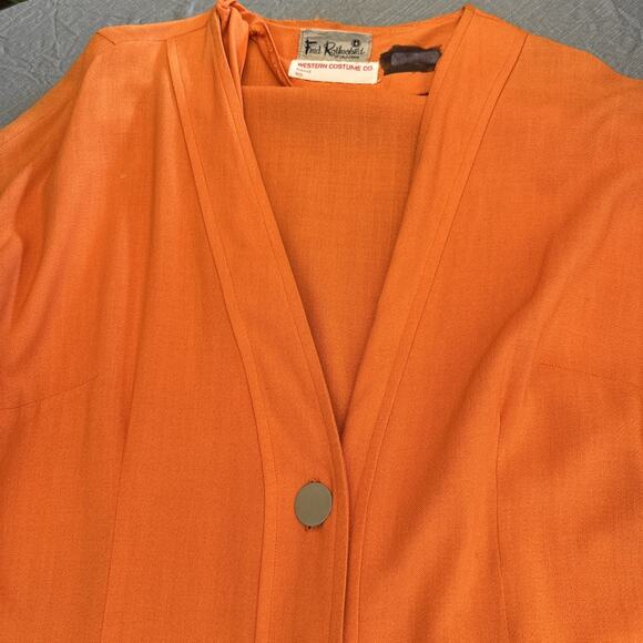 80s Fred Rothschild Orange Dress Fits M-L Western Screen Costume Hollywood - Picture 5 of 16